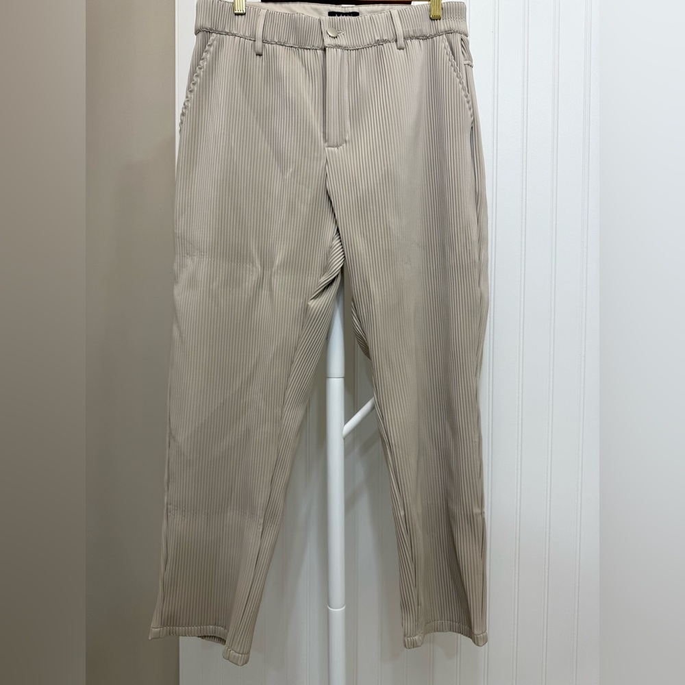 Boohoo Men's Tan Pinstripe Dress Pants